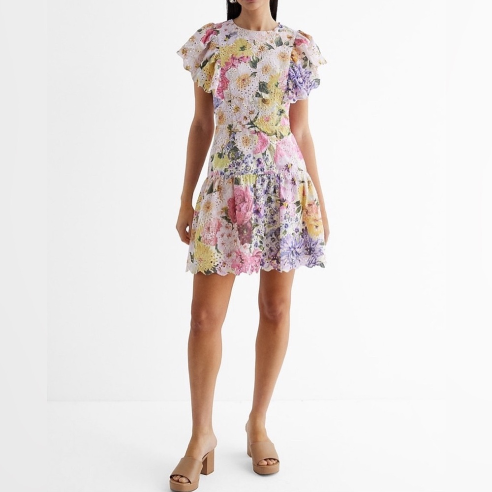 Spring Express Pink and Purple Print dress